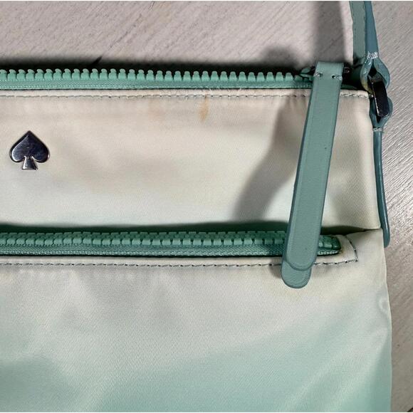 Kate Spade Jae Degrade Ombre Flat Crossbody Fiji Green Nylon - Picture 7 of 9